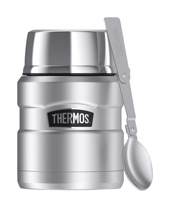 Stainless Steel 16oz Vacuum Insulated Food Jar Gray Hammered w/Spoon by Thermos 