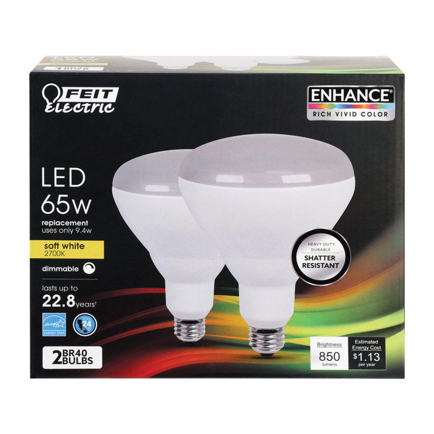 Photos - Light Bulb Feit Enhance BR40 E26  LED Bulb Soft White 65 Watt Equivalence 2 p(Medium)