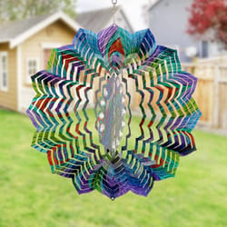 Exhart WindyWings Multicolored Metal 12 in. H Laser Cut Peacock with Bead Details Wind Spinner