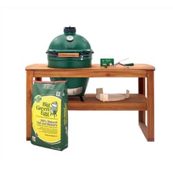 Big Green Egg 18.25 in. Large EGG Package with Acacia Table Charcoal Kamado Grill and Smoker Green