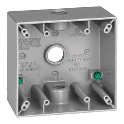 Sigma Engineered Solutions New Work 31 cu in Square Die-Cast Metal 2 gang Weatherproof Box Gray