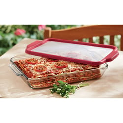 Anchor Hocking TrueFit 10 in. W X 16 in. L Baking Dish Clear/Red