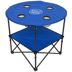 Rio Brands Plastic Blue 28 in. Round Foldable Picnic Table