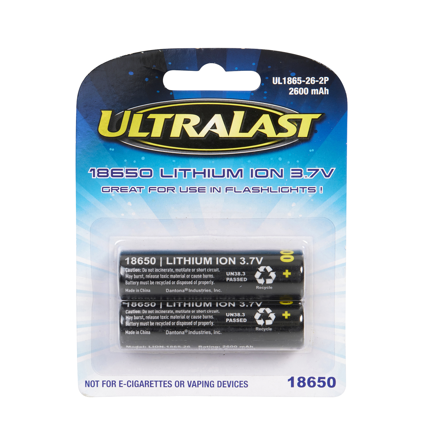 Photos - Circuit Breaker iON UltraLast Lithium  18650 3.7 V 2600 mAh Rechargeable Battery 2 pk UL186 