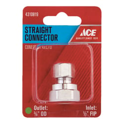 Ace 1/2 in. FPT 3/8 in. D Compression Brass Straight Connector