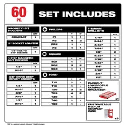 Milwaukee Shockwave Screwdriver Bit Set Alloy Steel 60 pc