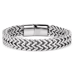 Montana Silversmiths Men's Double Link Round Silver Bracelet Stainless Steel One Size Fits Most