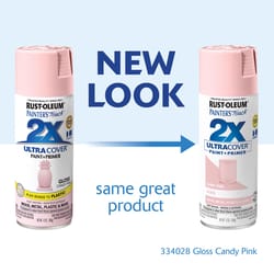 Rust-Oleum Painter's Touch 2X Ultra Cover Gloss Candy Pink Paint+Primer Spray Paint 12 oz