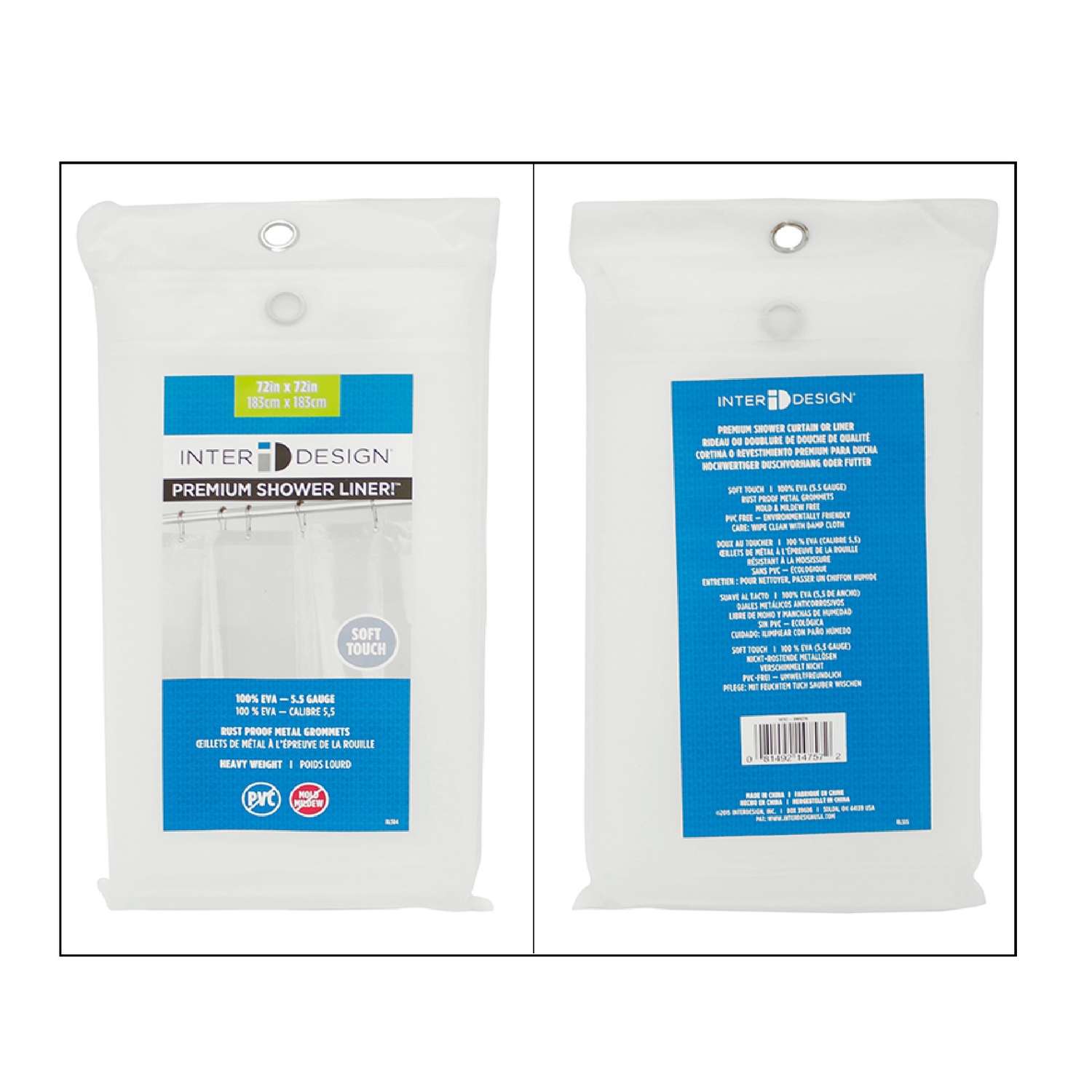 iDesign 72 in. H X 72 in. W Clear Shower Curtain Liner EVA - Ace Hardware