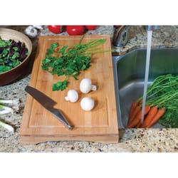 Lipper International 20.5 in. L X 11.5 in. W X 2 in. Bamboo Over-The-Sink Cutting Board