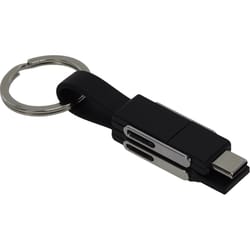 HILLMAN PVC Black/Silver Split Charger Cable Keychain