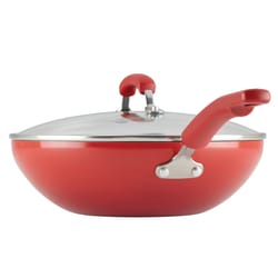 Rachael Ray Aluminum Stir Fry Pan 11 in. Red