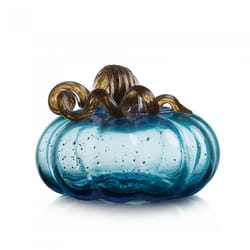 Glitzhome 4.92 in. Glittery Pumpkin Tabletop Decor