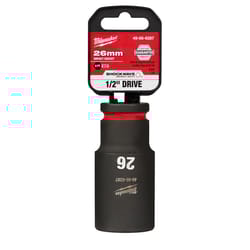 Milwaukee Shockwave 26 mm X 1/2 in. drive Metric/SAE 6 Point Deep Impact Socket 1 pc