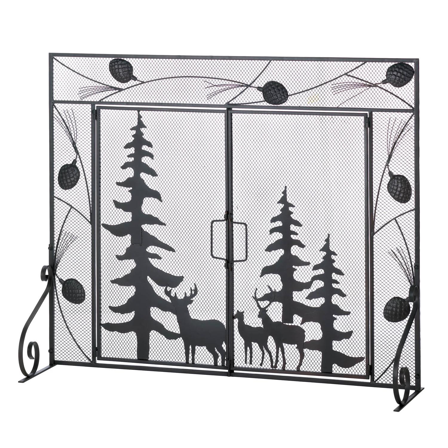 Accent Plus Woodland Scene Black Iron Fireplace Screen Sansujyuku sansujyuku.com