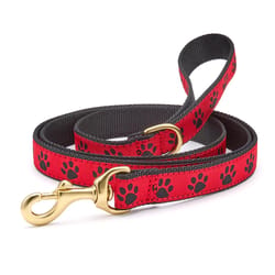 Up Country Red/Black Paw Nylon Dog Leash