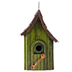 Glitzhome 11-9/16 in. H X 5 in. W X 3-11/16 in. L Metal and Wood Bird House