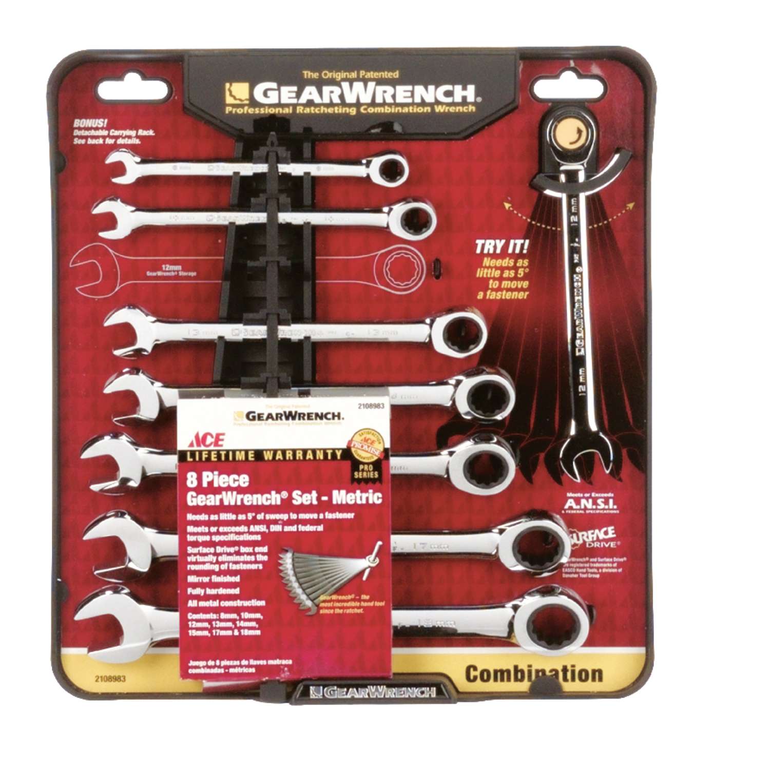 Ace Multiple x 9.3 in. L Metric Gearwrench Set 8 pc. Ace Hardware