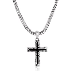 Montana Silversmiths Men's Roughstock Cross Black/Silver Necklace