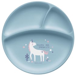 Stephen Joseph Blue Silicone Unicorn Plate 8 in. D 1 pc