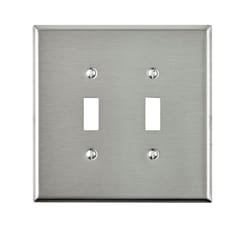 Leviton Silver 2 gang Stainless Steel Toggle Oversized Wall Plate 1 pk