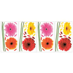 Roommates Assorted in. W X 1 - 8 in. L Gerber Daisies Floral Peel and Stick Wall Decal