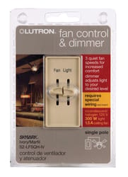 Lutron Skylark 1.5 amps Single pole Slide Fan Control Ivory 1 pk