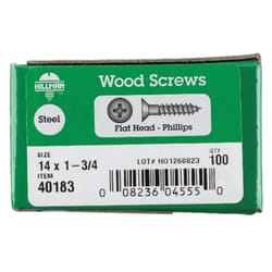 Hillman No. 14 X 1-3/4 in. L Phillips Zinc-Plated Wood Screws 100 pk
