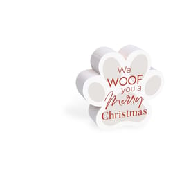 P Graham Dunn Red/White Paw Print - We Wood You a Merry Christmas Sign 3.25 in.