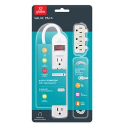 Globe Electric 2.5 ft. L 6 outlets Combo Extension Cord White