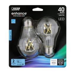 Feit Enhance A19 E26 (Medium) Filament LED Bulb Daylight 40 Watt Equivalence 2 pk