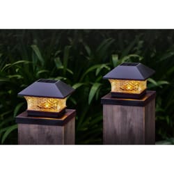 Living Accents Black Solar Powered 0.2 W LED Post Cap Light 2 pk
