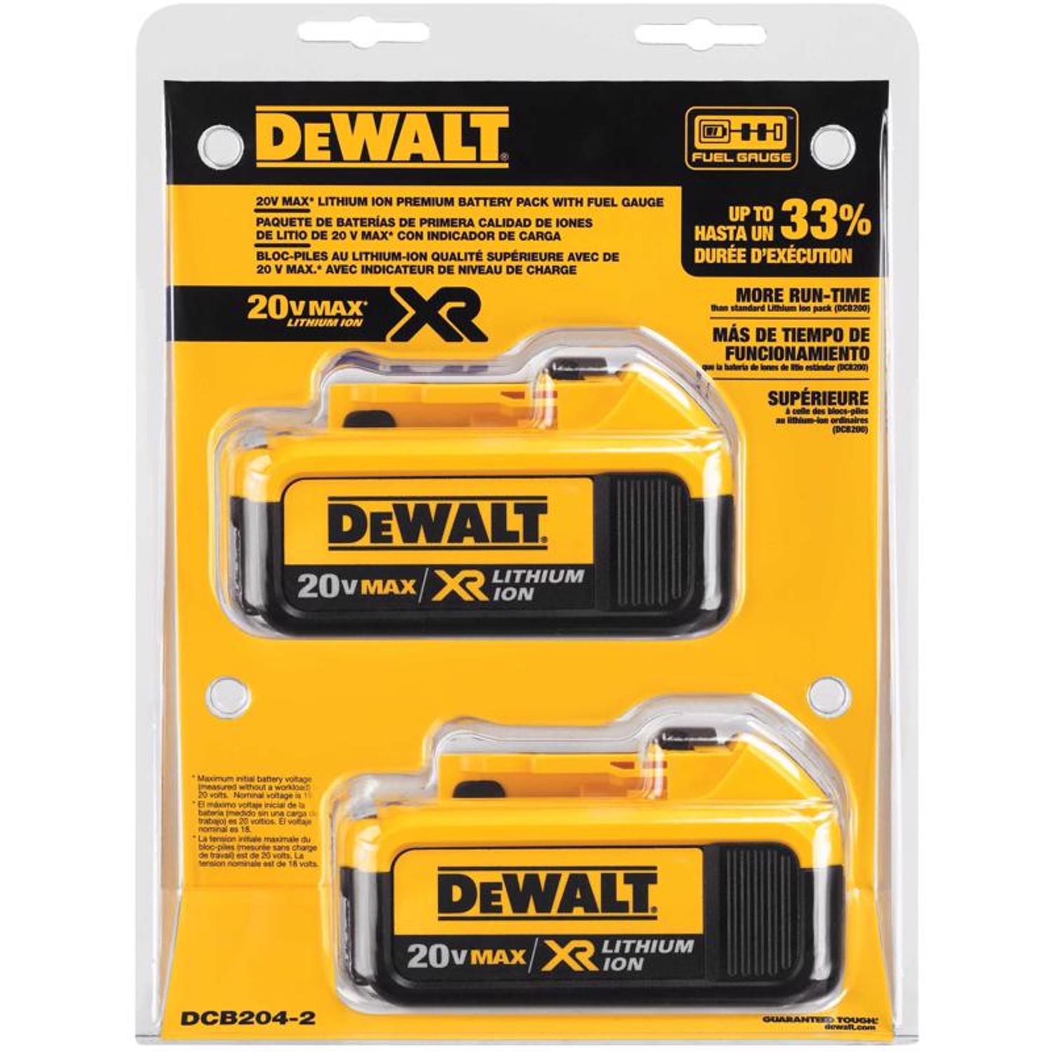 dewalt 20v max dcb204-2 4 ah lithium-ion battery combo pack 2 pc