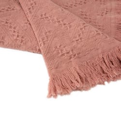 Glitzhome Coral Pink Grid Throw Blanket 0.1 in.