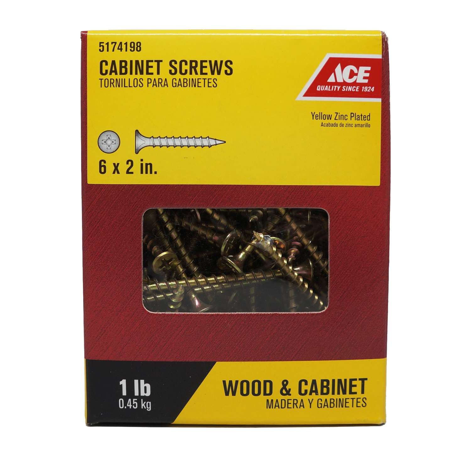Ace No. 6 S X 2 in. L Phillips Yellow ZincPlated Screws 1 lb