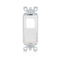Leviton Decora 15 amps Single Pole Rocker Illuminated Switch White 1 pk