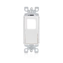 Leviton Decora 15 amps Single Pole Rocker Illuminated Switch White 1 pk