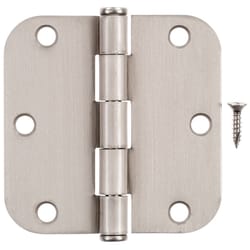 Hampton 3-1/2 in. L Satin Nickel Residential Door Hinge 12 pk