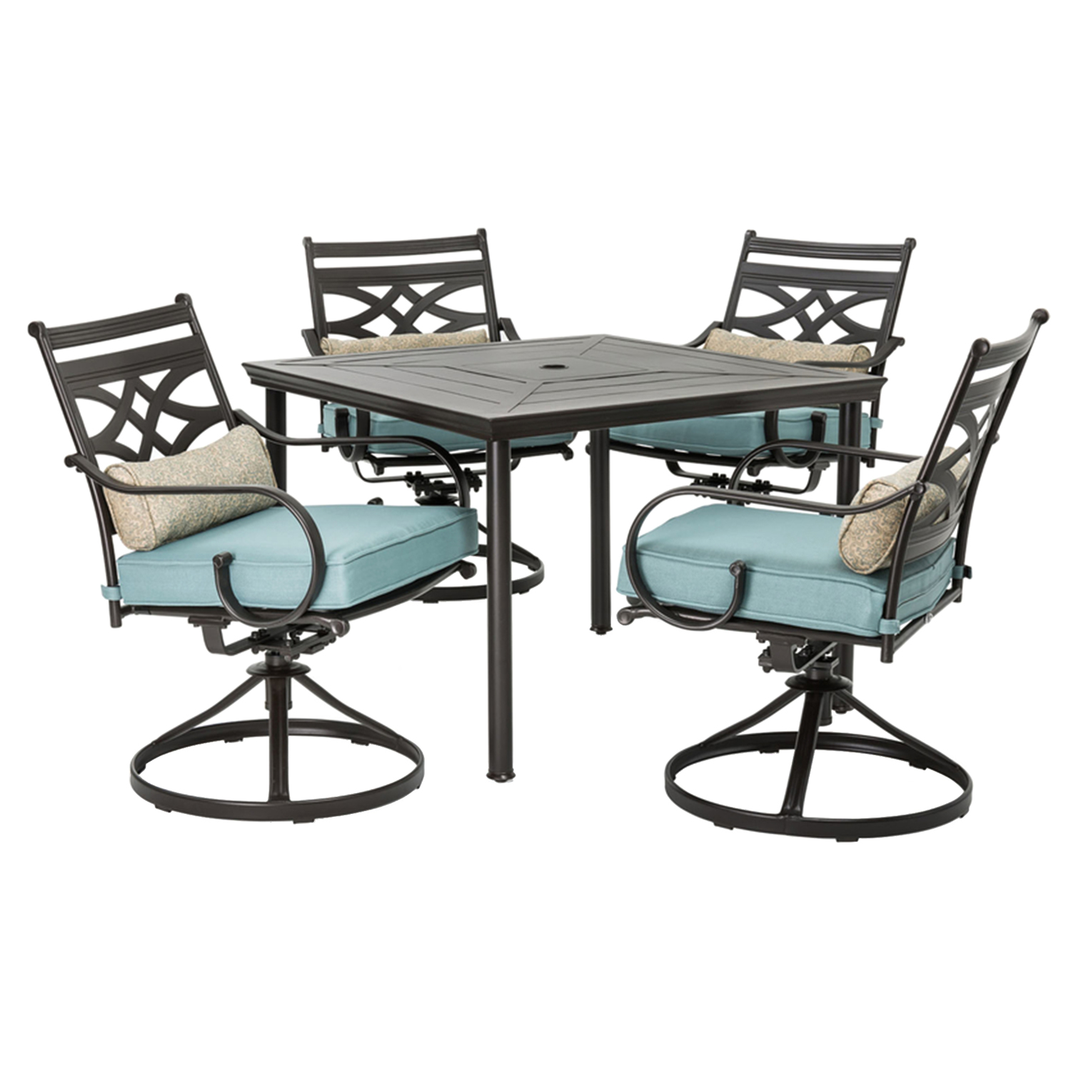 Photos - Garden Furniture Hanover Montclair 5 pc Java Steel Swivel Rocker Dining Set Ocean Blue MCLR 
