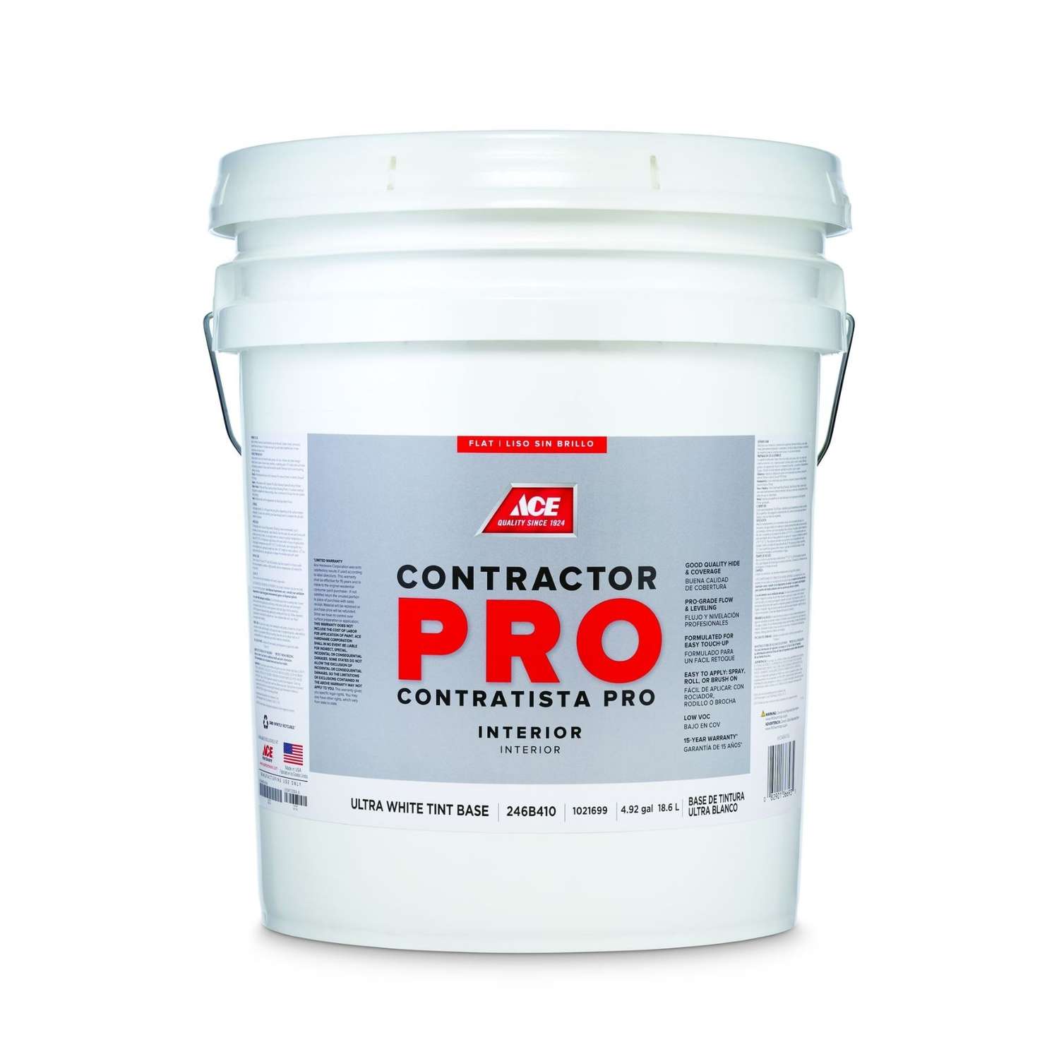 Ace Contractor Pro Flat Tint Base Ultra White Base Paint Interior 5 gal