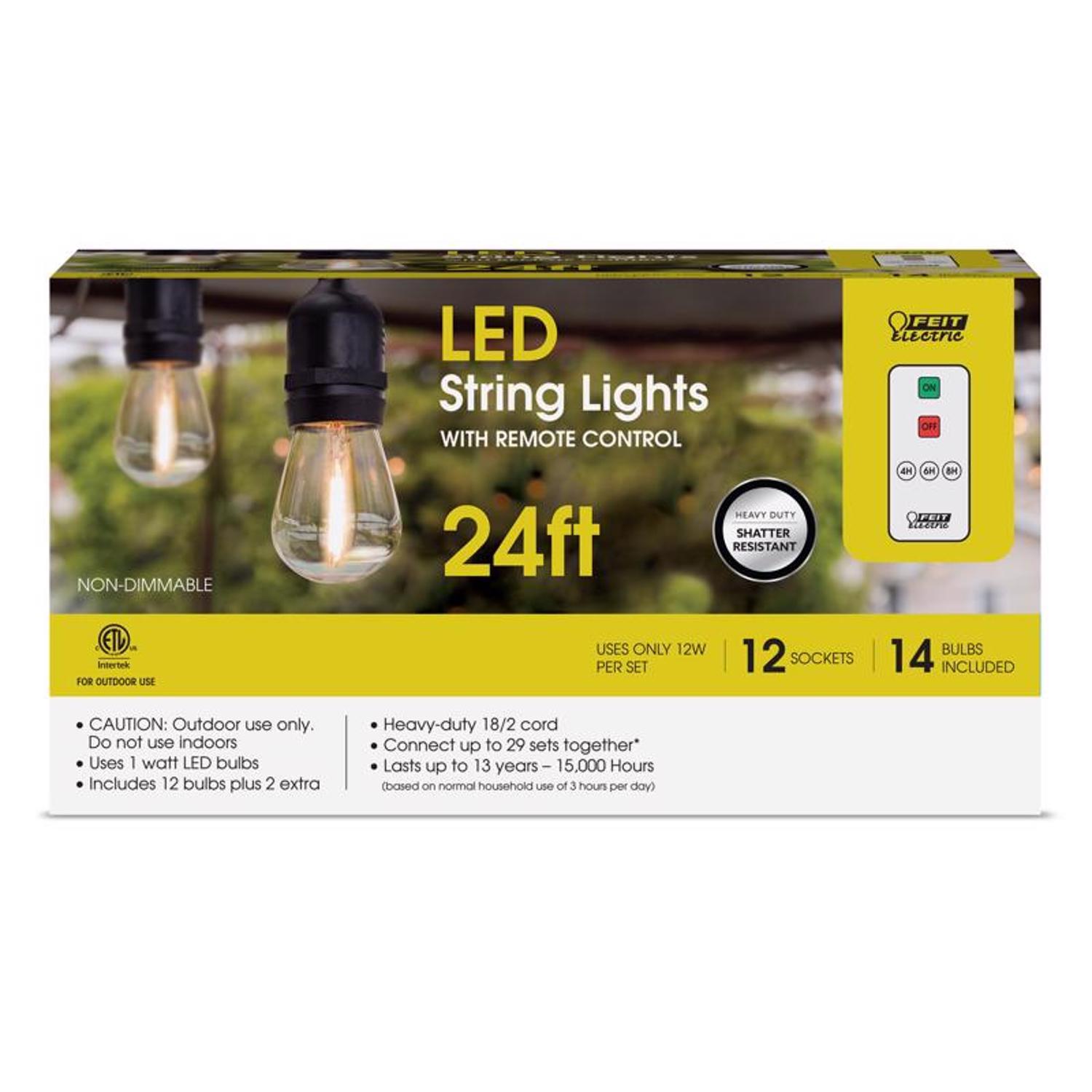 Feit LED String Lights w/Remote Control Amber 24 ft. 12 lights Ace