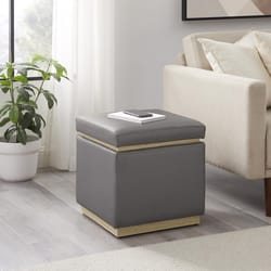 Linon Home Decor Stella Gray Faux Leather Modern Ottoman 1 pk