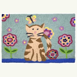 Jellybean 20 in. W X 30 in. L Multi-color Tabby & Butterfly Polyester Accent Rug