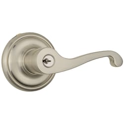 Brinks Push Pull Rotate Glenshaw Satin Nickel Entry Lever KW1 1.75 in.