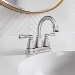 Moen Banbury Brushed Nickel Traditional Centerset Bathroom Sink Faucet 4 in.