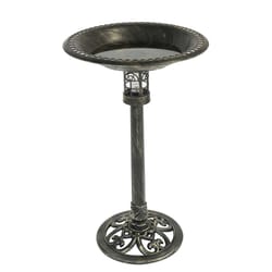 Sun-Ray Bronze Plastic 32.25 in. Beacon Point Solar Lighted Bird Bath