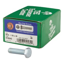 HILLMAN M10-1.50 mm D X 40 mm L Heat Treated Steel Hex Head Cap Screw 40 pk