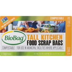 BioBag 13 gal Food Scrap Bags Flat Top 12 pk 0.68 mil