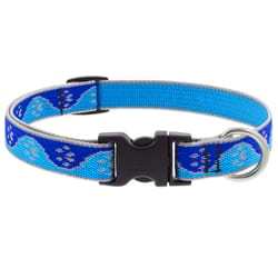 LupinePet Reflective Blue Paws Nylon Dog Adjustable Collar