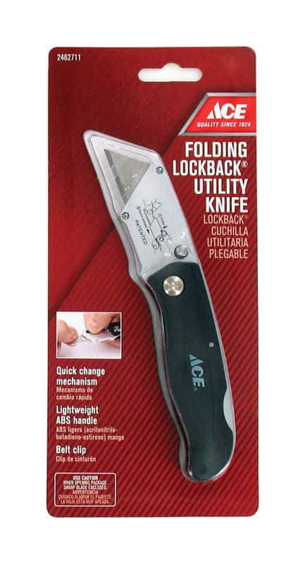 Ace 6-1/2 in. Lockback Utility Knife Black 1 pk - Ace Hardware